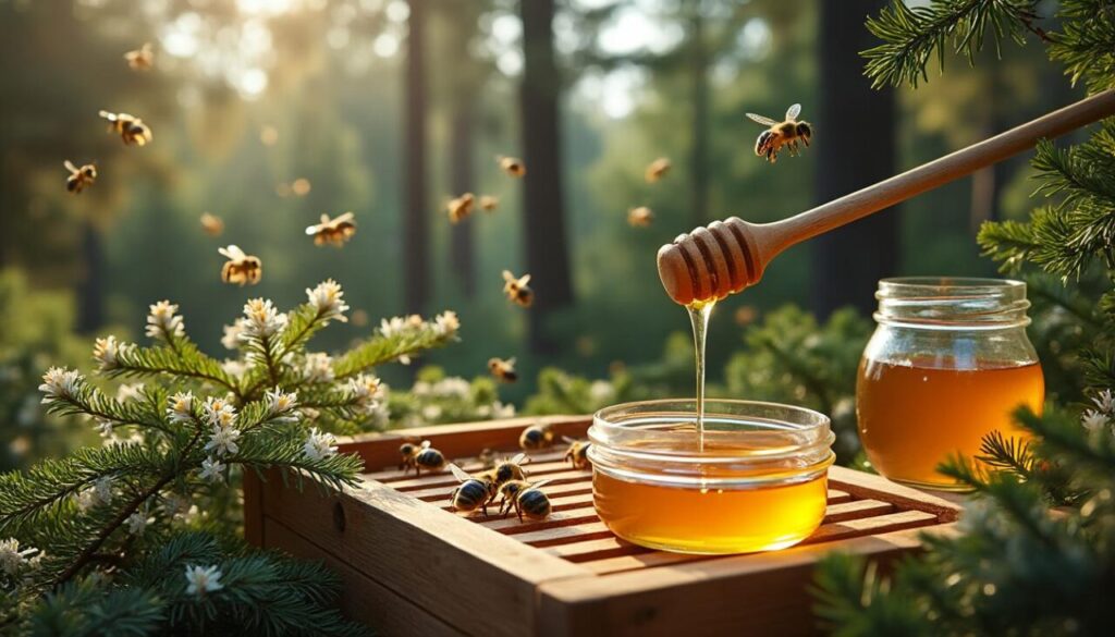 découvrez le processus fascinant de fabrication du miel de sapin, de la collecte de la résine aux abeilles pollinisatrices, en passant par les techniques artisanales qui préservent les arômes uniques de cette délicieuse variété de miel.