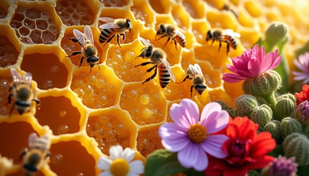 découvrez ce que l'on peut consommer dans une ruche, des produits naturels comme le miel, la gelée royale et le pollen, riches en bienfaits pour la santé.